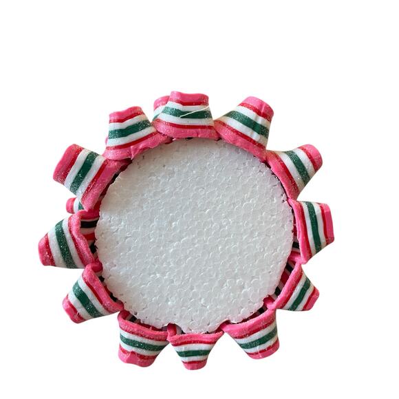 Christmas Peppermint Square Ribbon Candy Clay Dough Tree Pink, Green & White New - Picture 8 of 10